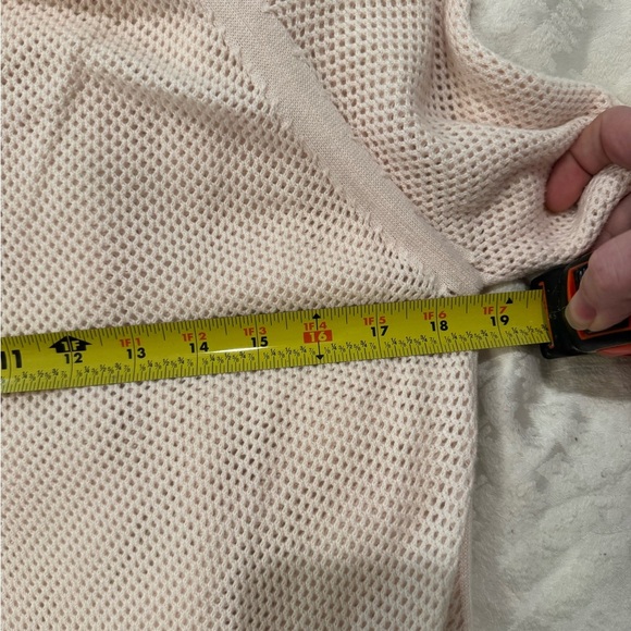 DEMOCRACY Pink Mesh Shirt Top Long Sleeve Tie Waist swim coverup - Picture 5 of 7